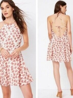 Tularosa ivory and red floral Helix dress with a criss cross back